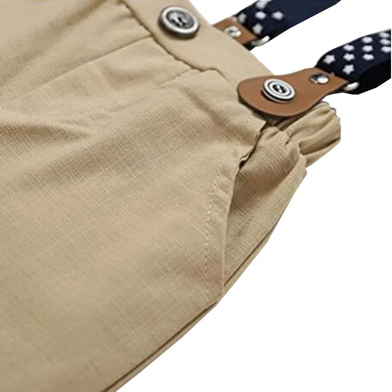 Conjuntos semi formal de boda para bebé niño, conjunto de fiesta, de cumpleaños, con suspensores para verse lindo cada día