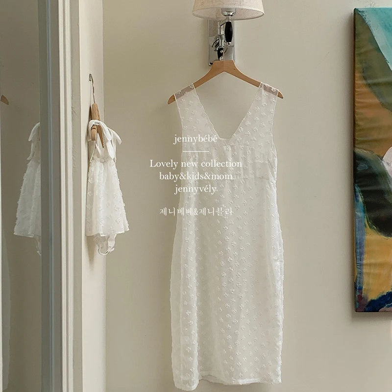 Adorable vestido de princesa con volantes y tirantes en capas para bebé, con bordado de flores blancas, Vestido de Bautizo