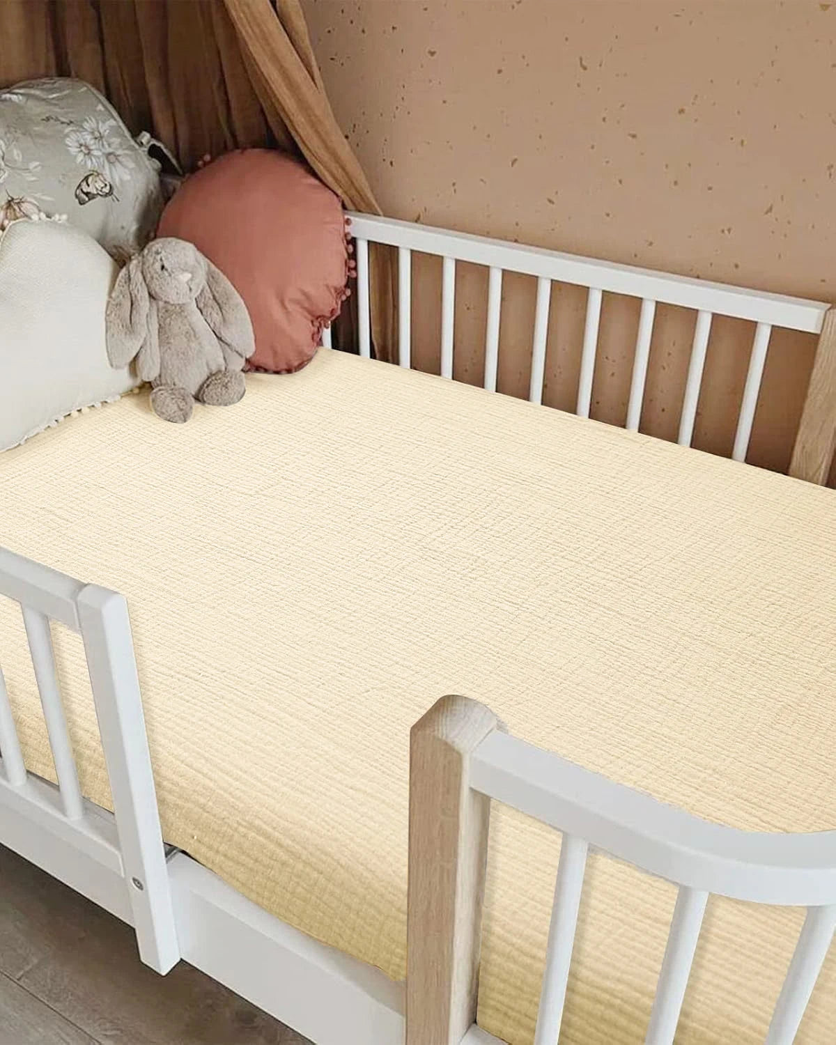 Sábanas de cuna para bebé, sábana de muselina ajustable y supersuave para bebé