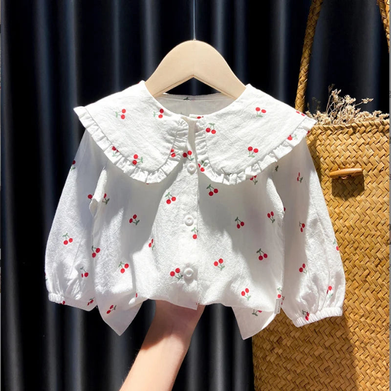 Blusa romántica de primavera y otoño para bebé niña, blusa de manga larga vintage para niña