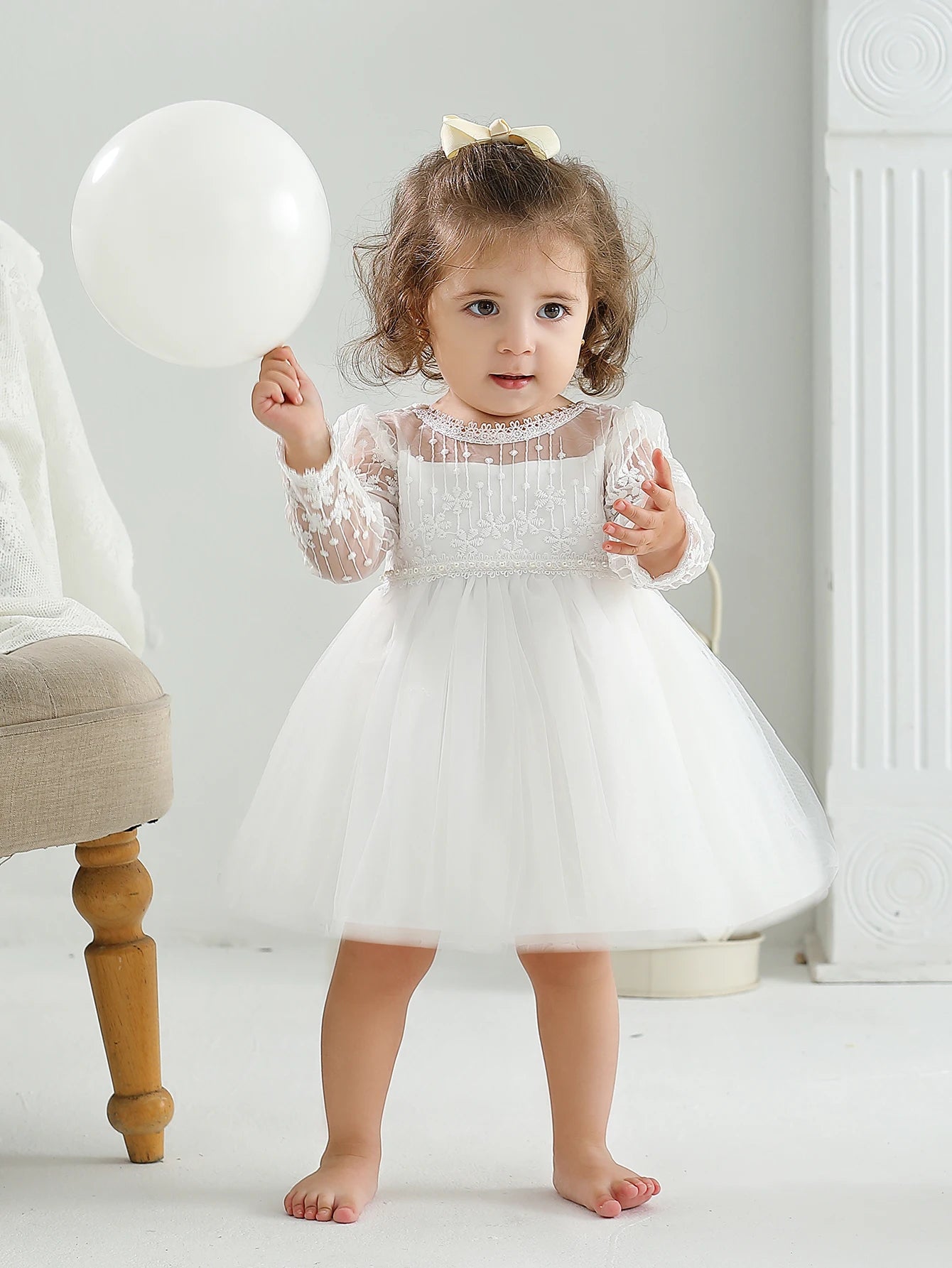 Vestido de bautizo para bebé, vestido de boda para bebé niña