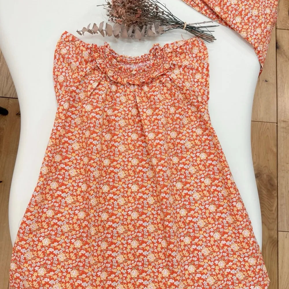 Vestido de verano para niñas, vestidos de flores para niñas, vestido bordado con patrón floral de estilo francés