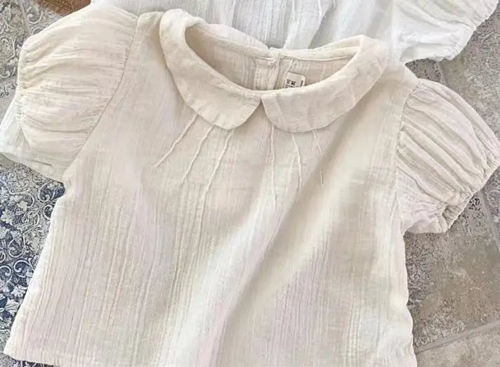 Preciosas Blusas de manga corta abullonada para bebé niña, Blusas de suave de algodón de colores geniales