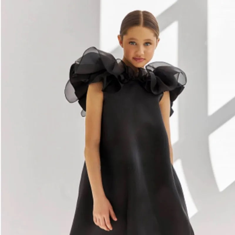 Vestido de princesa con hermosos volantes para niña, Vestido liso de tul para bebé niña y chica adolescente, ropa para fiesta de cumpleaños y boda de 1 a 12 años