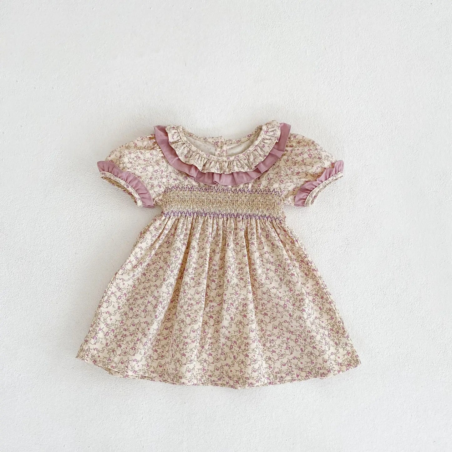 Nueva ropa de verano para niña, vestido de manga corta con encaje y flores para niña, pelele de algodón para bebé, vestido de princesa, traje de hermana a juego para familia