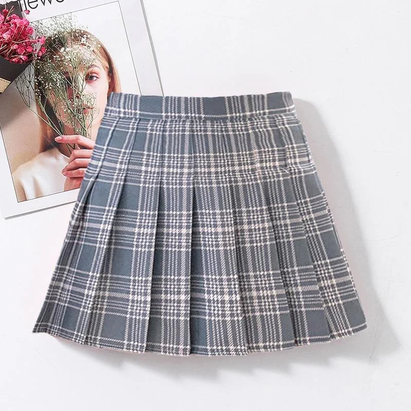 Falda a cuadros plisada para niñas, estilo estudiante, Falda corta para niña, con pantalones interiores de seguridad