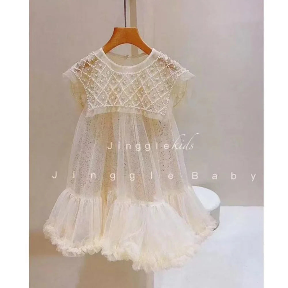 Vestido de tul con lentejuelas y cuentas para niñas y adolescentes, vestido de princesa para fiesta y para sentirse preciosa cada día