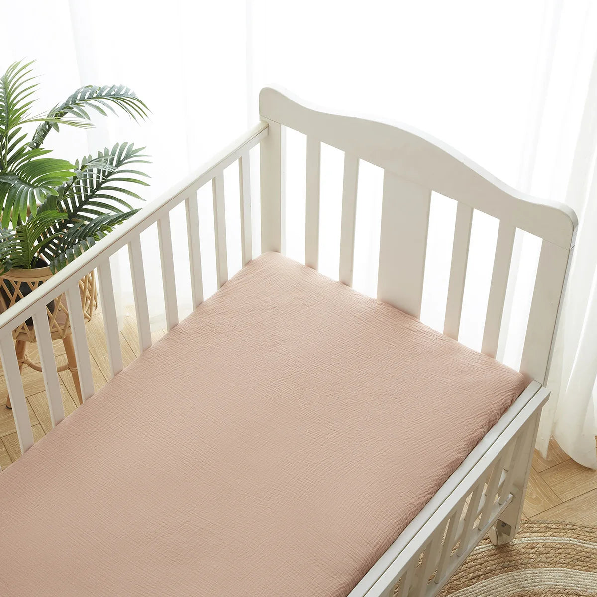 Sábanas ajustables para cuna de bebé, fundas de colchón, sábanas de algodón para recién nacidos, color liso, colcha de 130 x 70 cm