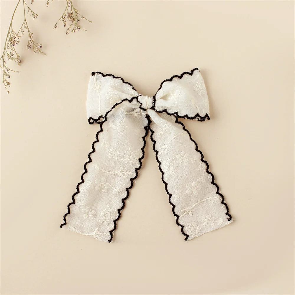 Pinza para el pelo para niña con lazos de encaje blanco, accesorios para el pelo para niñas