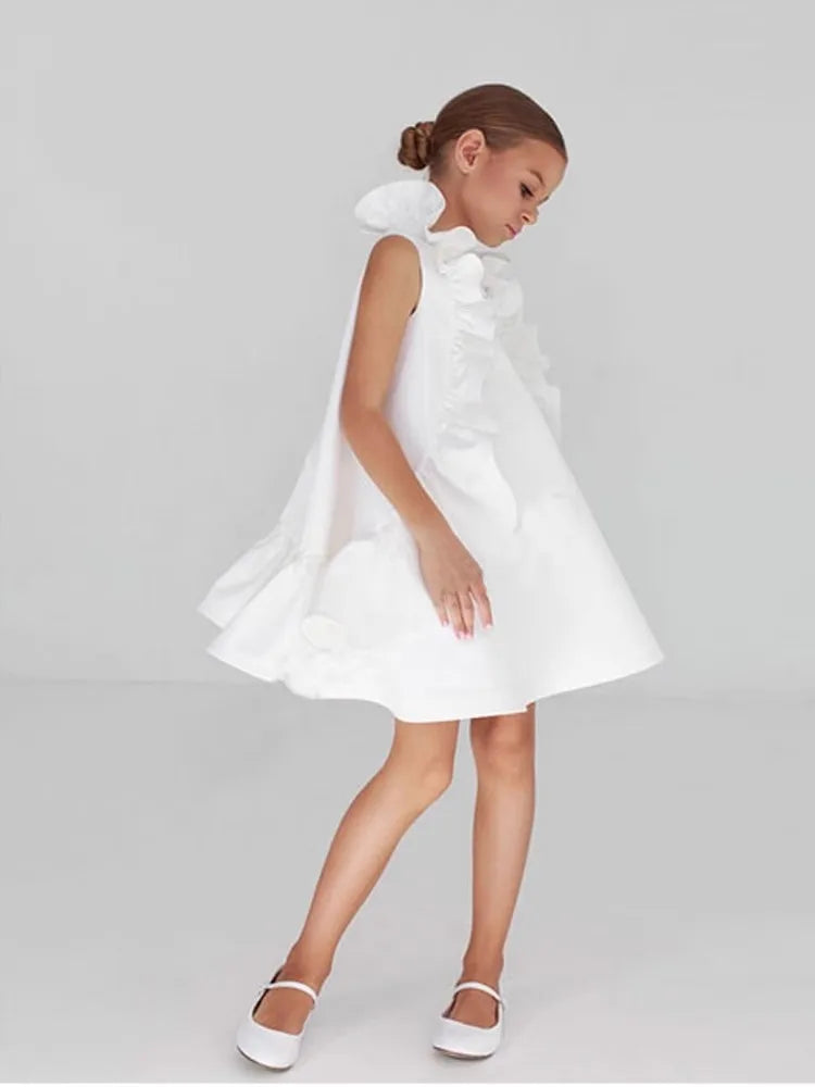 Precioso vestido de verano para niña, sin mangas, con volantes, estilo moda española, para bodas, de lujo