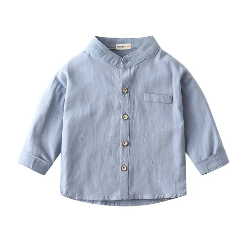 Camisas de primavera y otoño para niños, camisa de manga larga con cuello Mao, perfectas para un outfit con personalidad