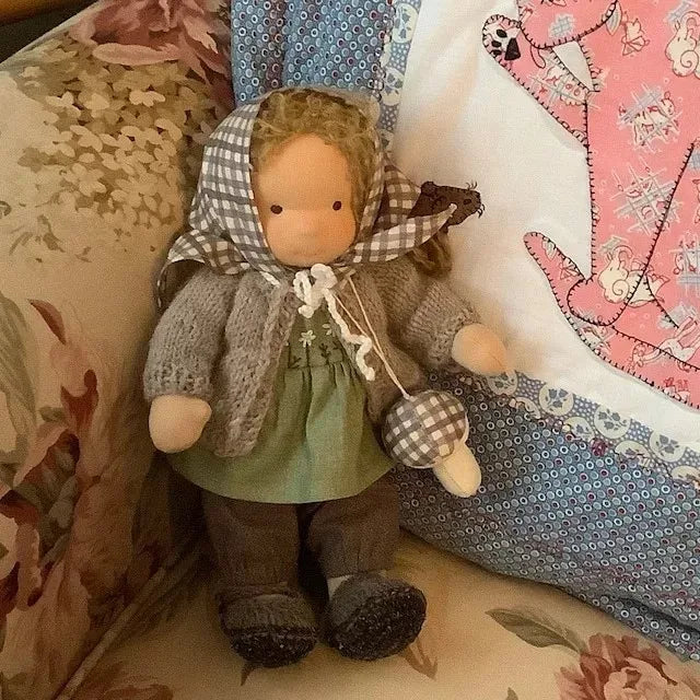 Muñeca Waldorf hecha a mano muñeca suave y rellena regalo Kawaii de Navidad para niños