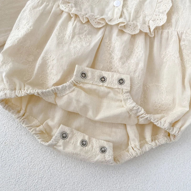 Outfit para hermanas, Bombacho de otoño para bebé con cuello de broderie, Bombacho y vestido de bautizo para bebé niña, vestido para niña