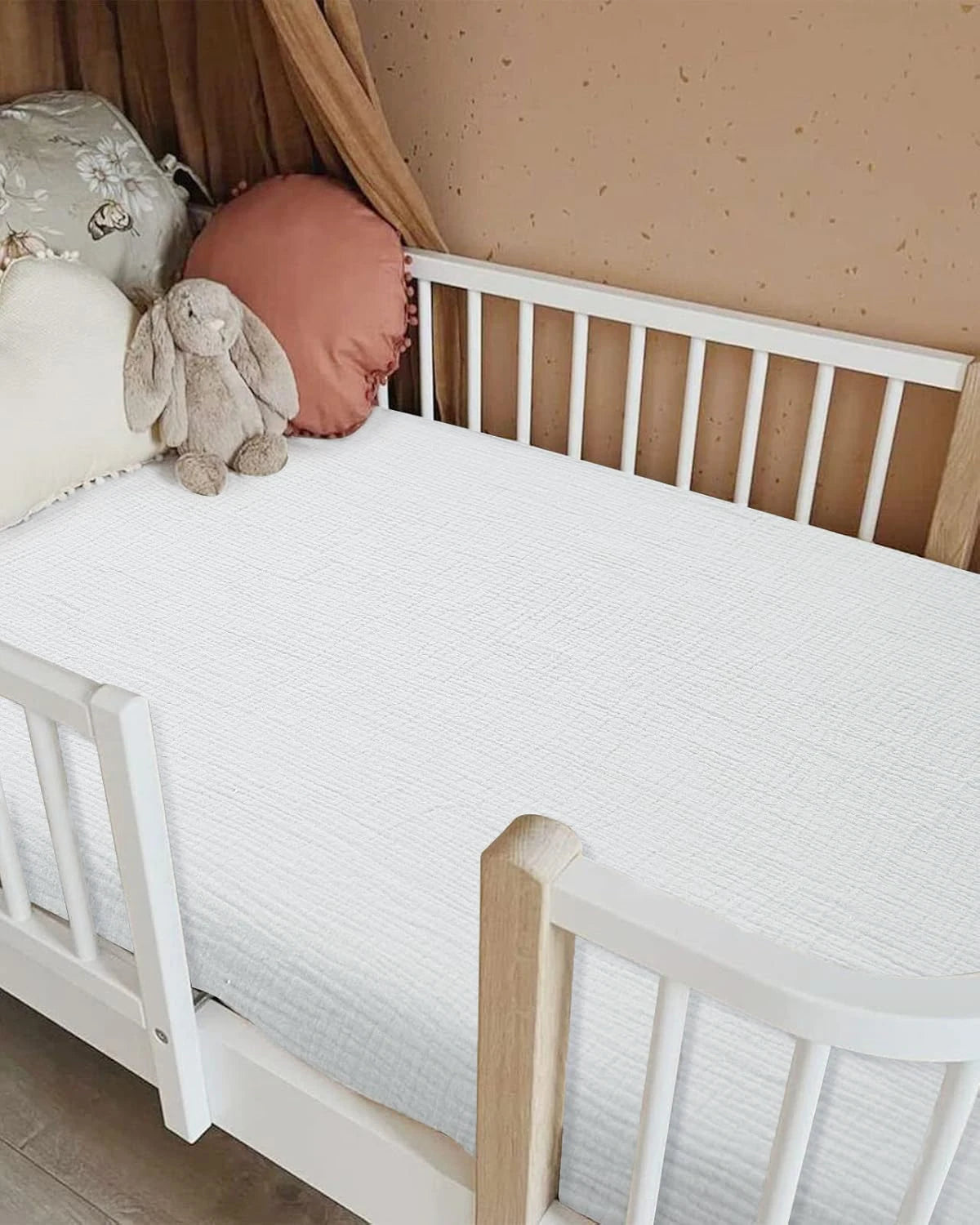 Sábanas de cuna para bebé, sábana de muselina ajustable y supersuave para bebé