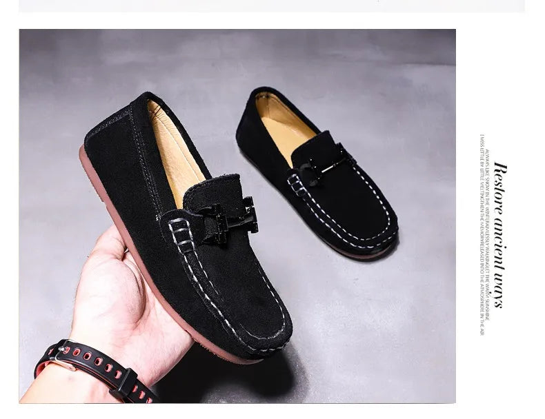 Zapatos casuales de otoño e invierno para niños, mocasines sin cordones para adolescentes