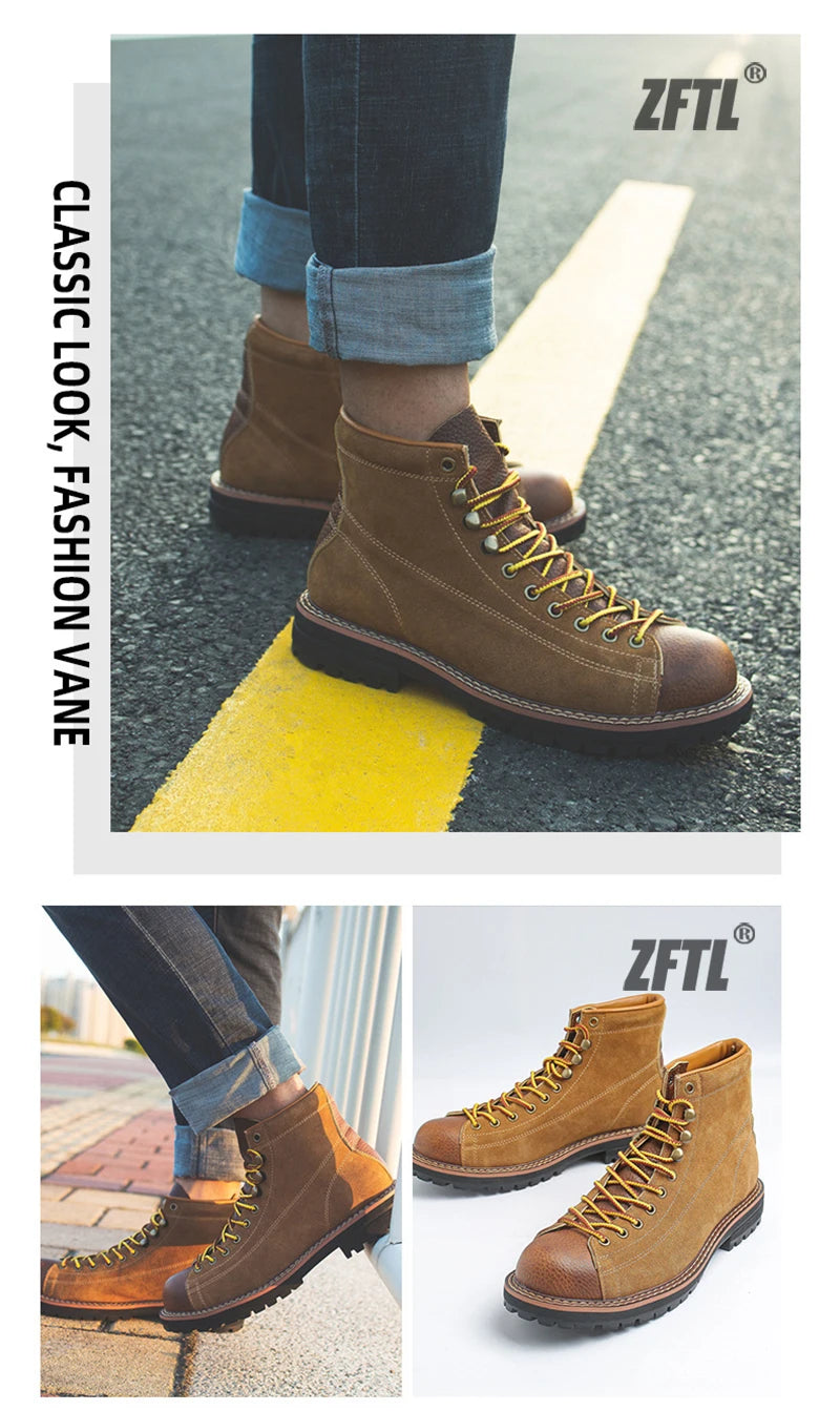 Botas o  botines para adolescentes y hombres, botas casuales con cordones, botas de costura hechas a mano para hombre, botas de desierto de cuero genuino