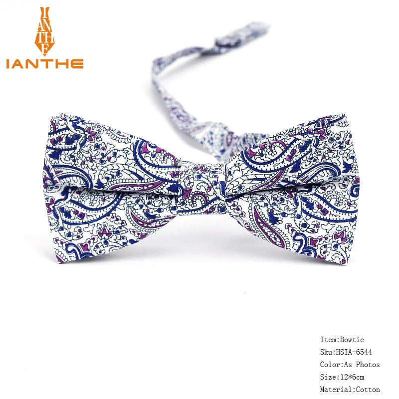 New Style Bowtie Men Tuxedo Cotton Designer Colorful Butterfly Flower Rose Paisley Bowties Wedding Party Casual Cravat Bow Tie