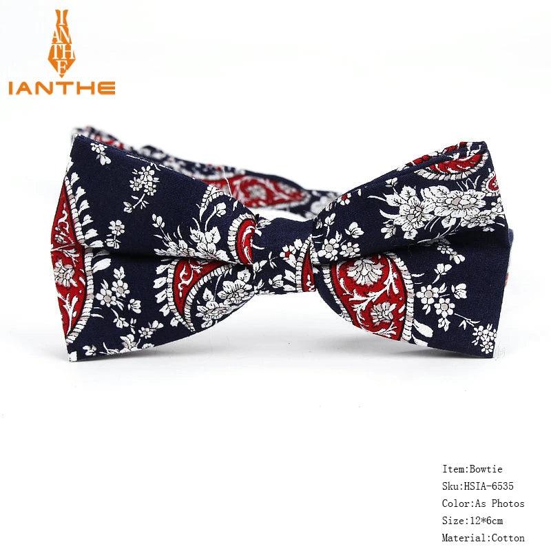 New Style Bowtie Men Tuxedo Cotton Designer Colorful Butterfly Flower Rose Paisley Bowties Wedding Party Casual Cravat Bow Tie