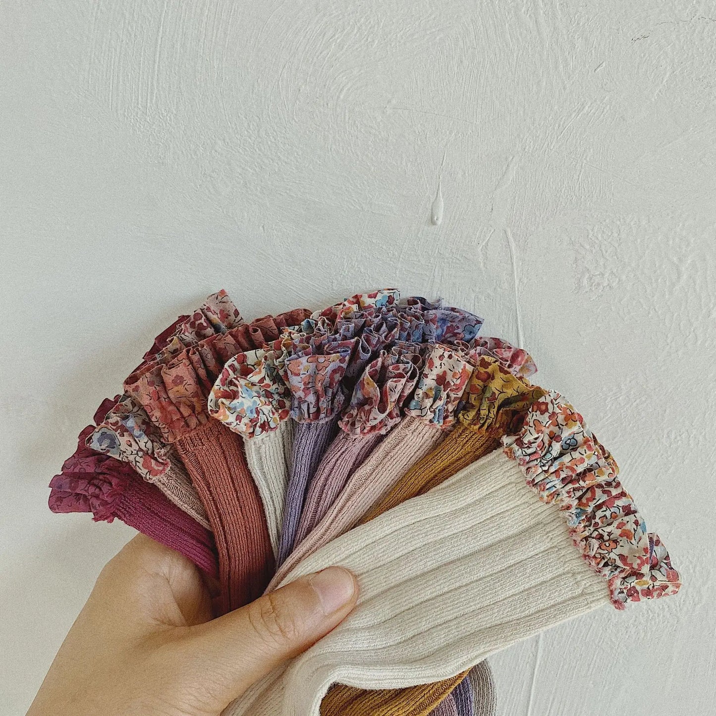 Calcetines para niña con volantes estampado Floral, medias largas de algodón para bebé