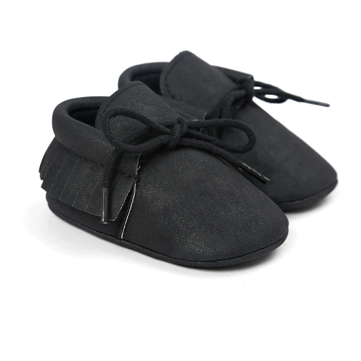 Zapatos para bebé recién nacido, niño y niña, clásicos, con cordones, borlas, gamuza, suaves, antideslizantes, para cuna, mocasines