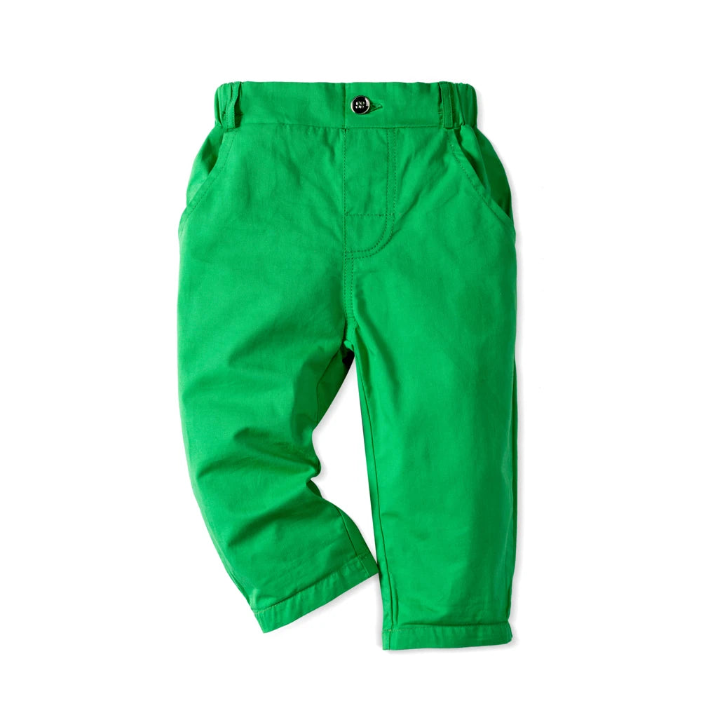 Pantalones para niños de algodón transpirables y cómodos para niños pequeños con botones