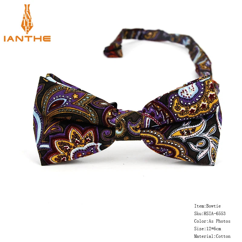 New Style Bowtie Men Tuxedo Cotton Designer Colorful Butterfly Flower Rose Paisley Bowties Wedding Party Casual Cravat Bow Tie