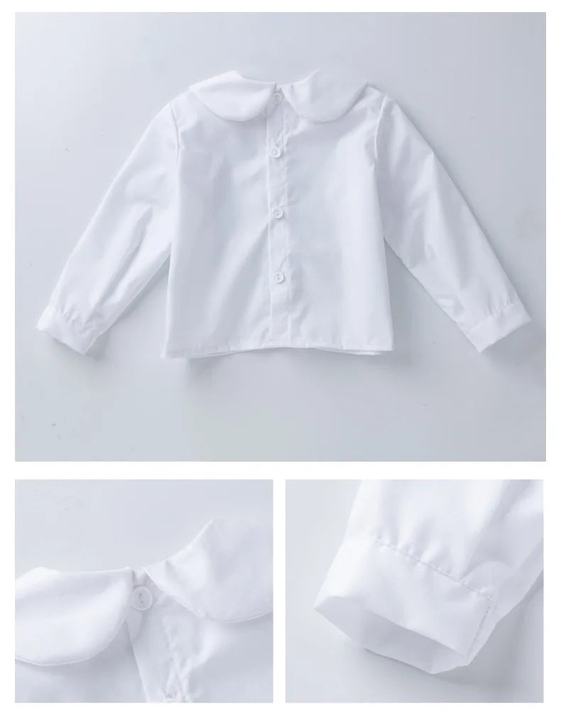 Spring 2Pcs Children Clothes Sets Toddler Girl Long Sleeve White Tops+Rompers Newborn Red Plaid Jumpsuit Baby Onesies Outfits