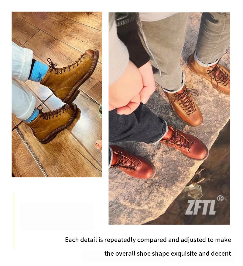 Botas o  botines para adolescentes y hombres, botas casuales con cordones, botas de costura hechas a mano para hombre, botas de desierto de cuero genuino