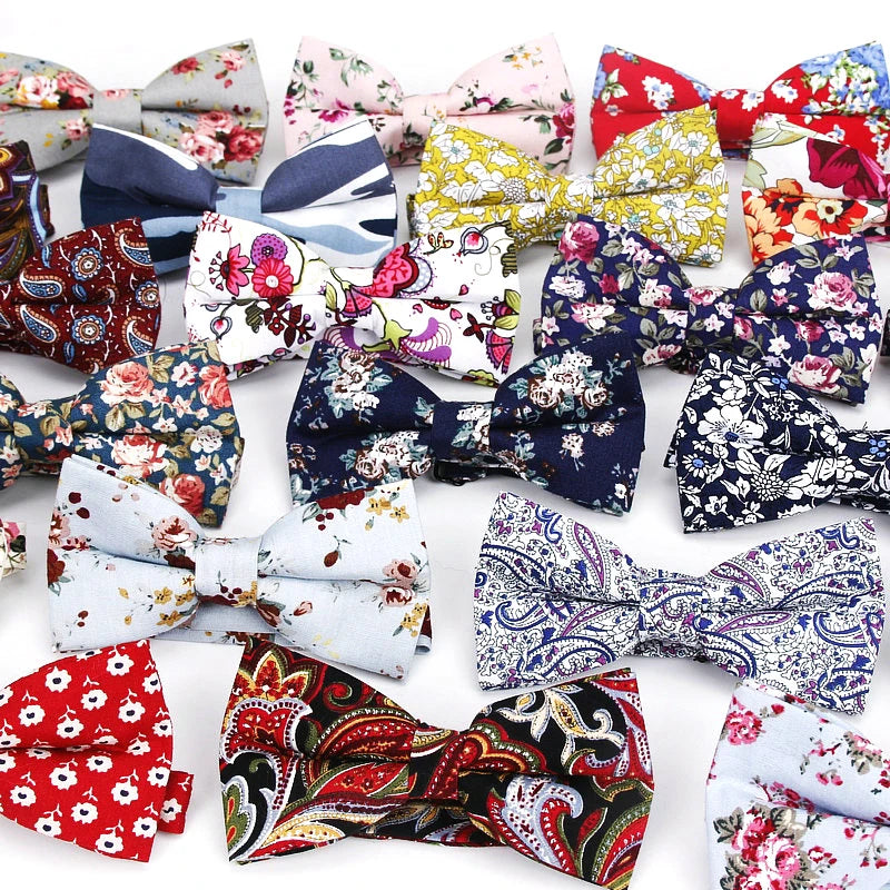 New Style Bowtie Men Tuxedo Cotton Designer Colorful Butterfly Flower Rose Paisley Bowties Wedding Party Casual Cravat Bow Tie