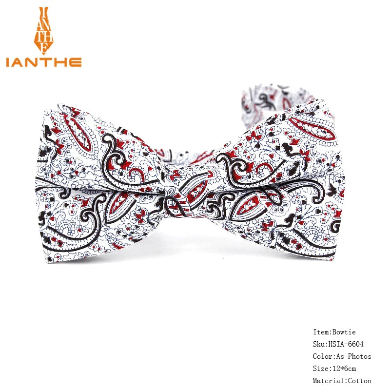 New Style Bowtie Men Tuxedo Cotton Designer Colorful Butterfly Flower Rose Paisley Bowties Wedding Party Casual Cravat Bow Tie