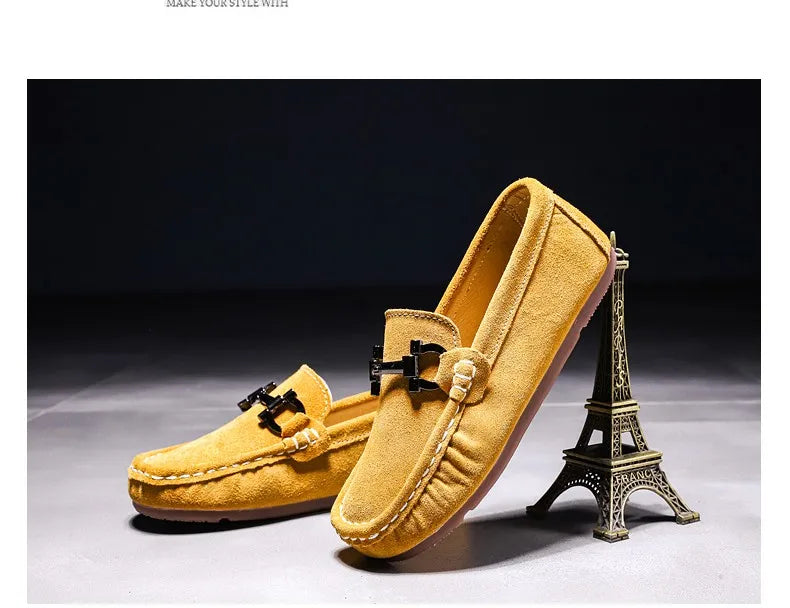 Zapatos casuales de otoño e invierno para niños, mocasines sin cordones para adolescentes