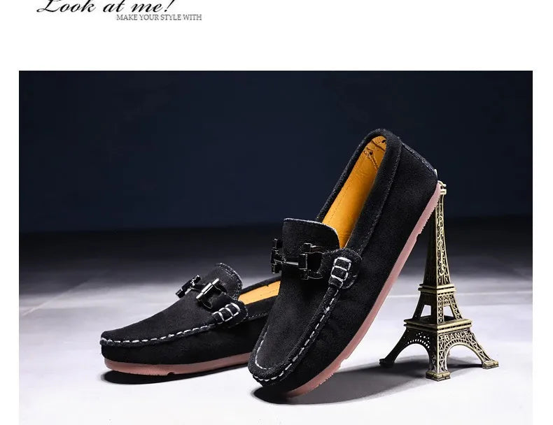 Zapatos casuales de otoño e invierno para niños, mocasines sin cordones para adolescentes