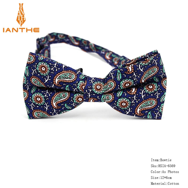 New Style Bowtie Men Tuxedo Cotton Designer Colorful Butterfly Flower Rose Paisley Bowties Wedding Party Casual Cravat Bow Tie