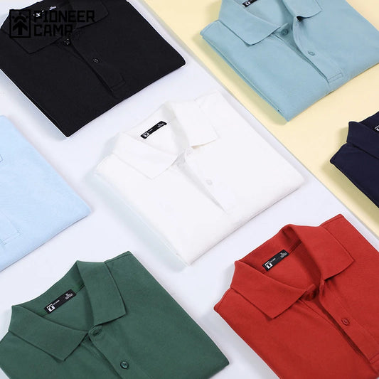 Pioneer Camp 2022 Polo Shirt Men Summer 100% Cotton Solid Color Fashion Classic Polo Shirts Men's Clothing ADP-FC-SU-0023T