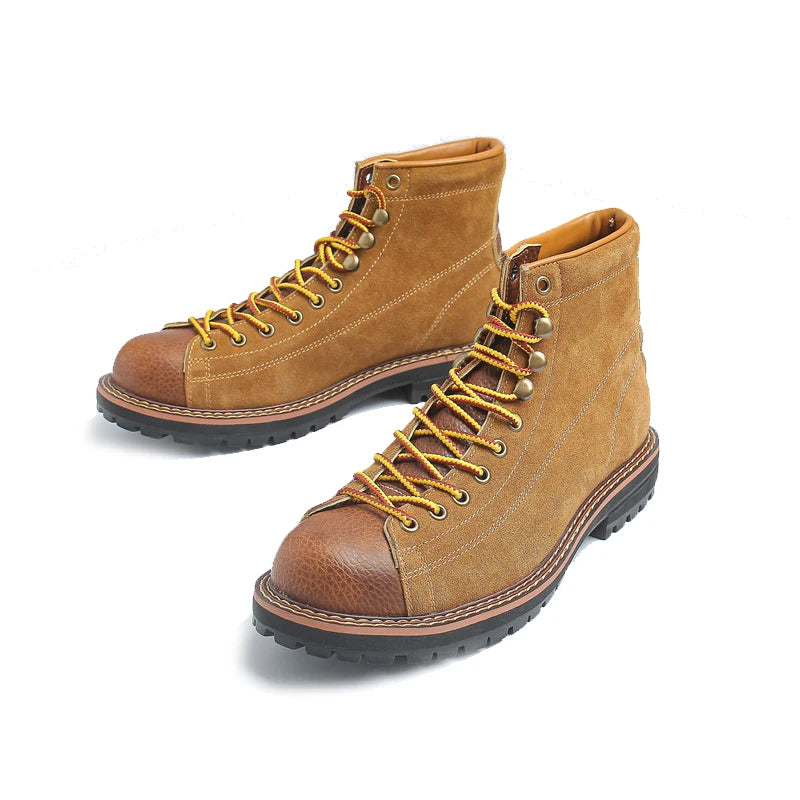 Botas o  botines para adolescentes y hombres, botas casuales con cordones, botas de costura hechas a mano para hombre, botas de desierto de cuero genuino