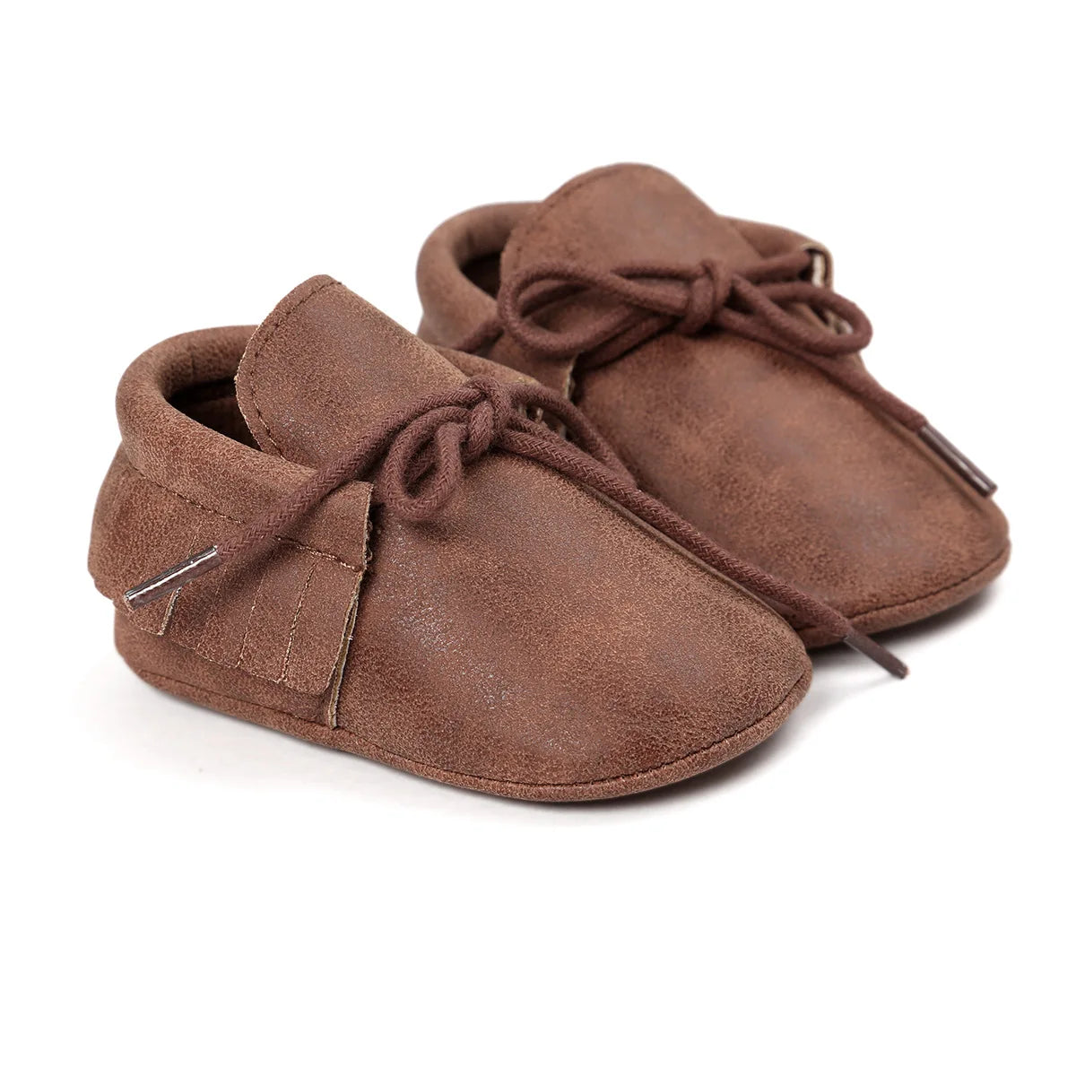 Zapatos para bebé recién nacido, niño y niña, clásicos, con cordones, borlas, gamuza, suaves, antideslizantes, para cuna, mocasines