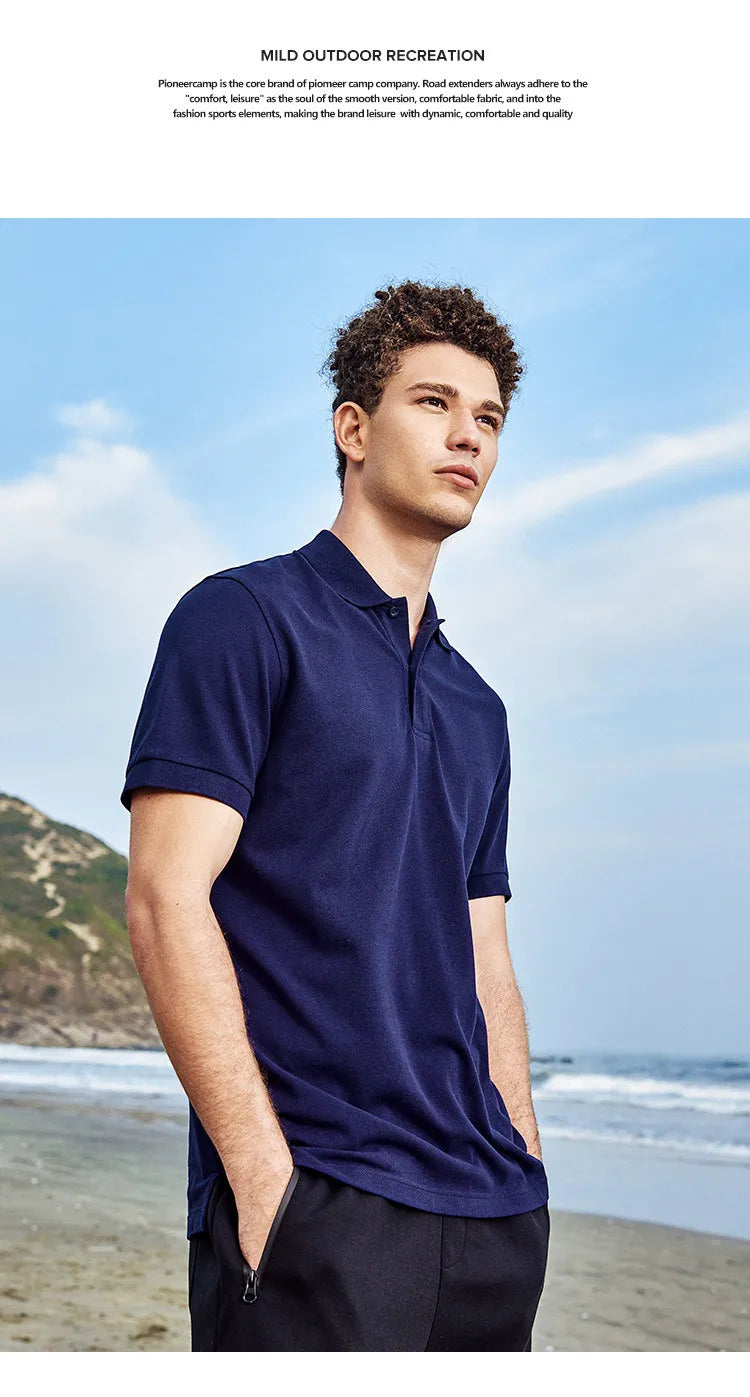 Pioneer Camp 2022 Polo Shirt Men Summer 100% Cotton Solid Color Fashion Classic Polo Shirts Men's Clothing ADP-FC-SU-0023T