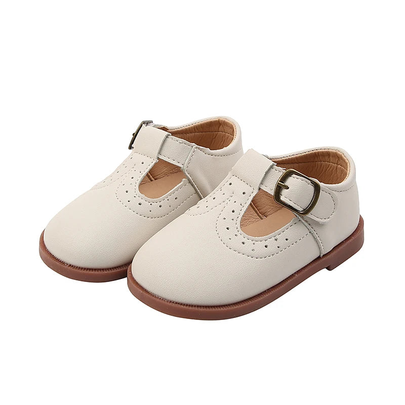 ULKNN Girls White Shoes New Baby Princess Soft-soled Leather Shoes Leisure Single Children 1 To 6 Years Old Flat Shoes