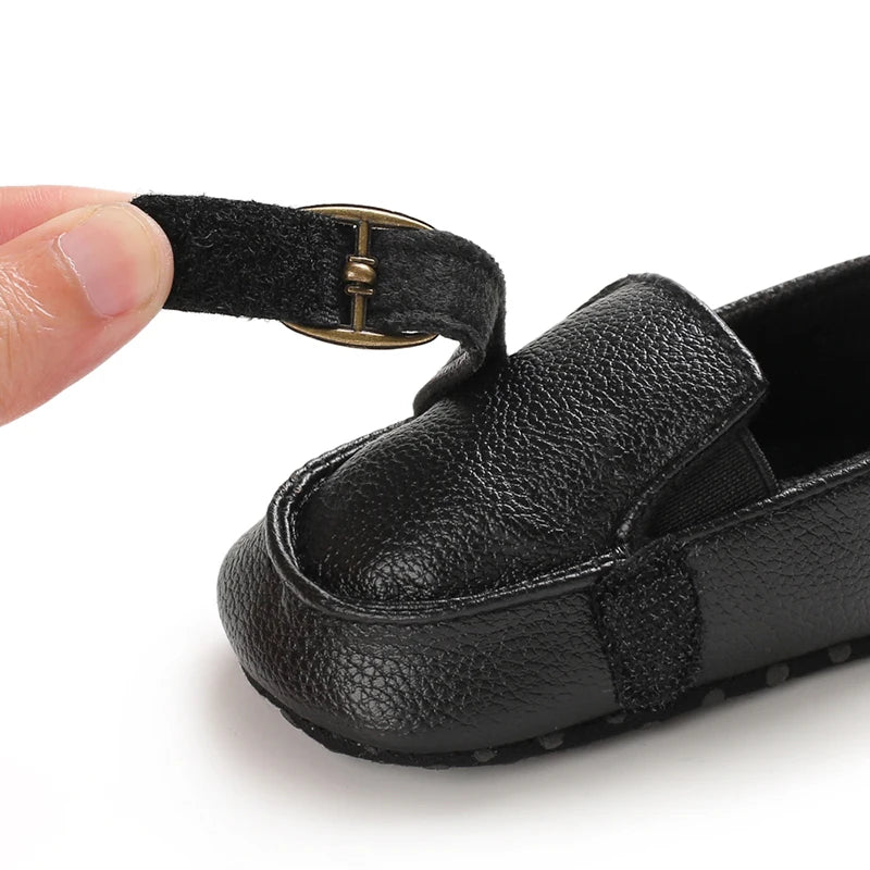 Zapatos tipo mocasines casuales Cuero y algodón antideslizante Suela suave Bebé Niño pequeño Primeros pasos