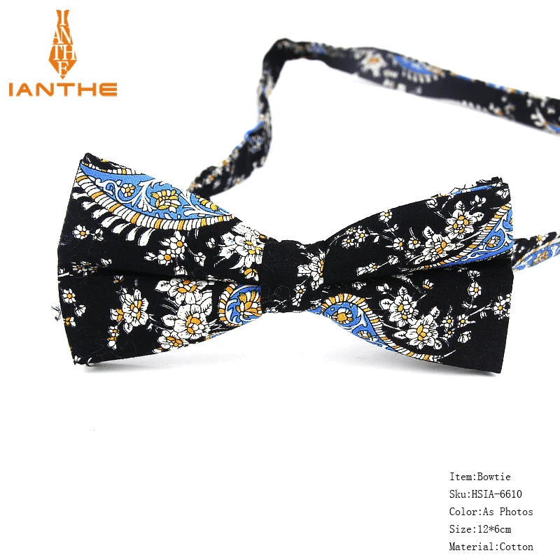 New Style Bowtie Men Tuxedo Cotton Designer Colorful Butterfly Flower Rose Paisley Bowties Wedding Party Casual Cravat Bow Tie