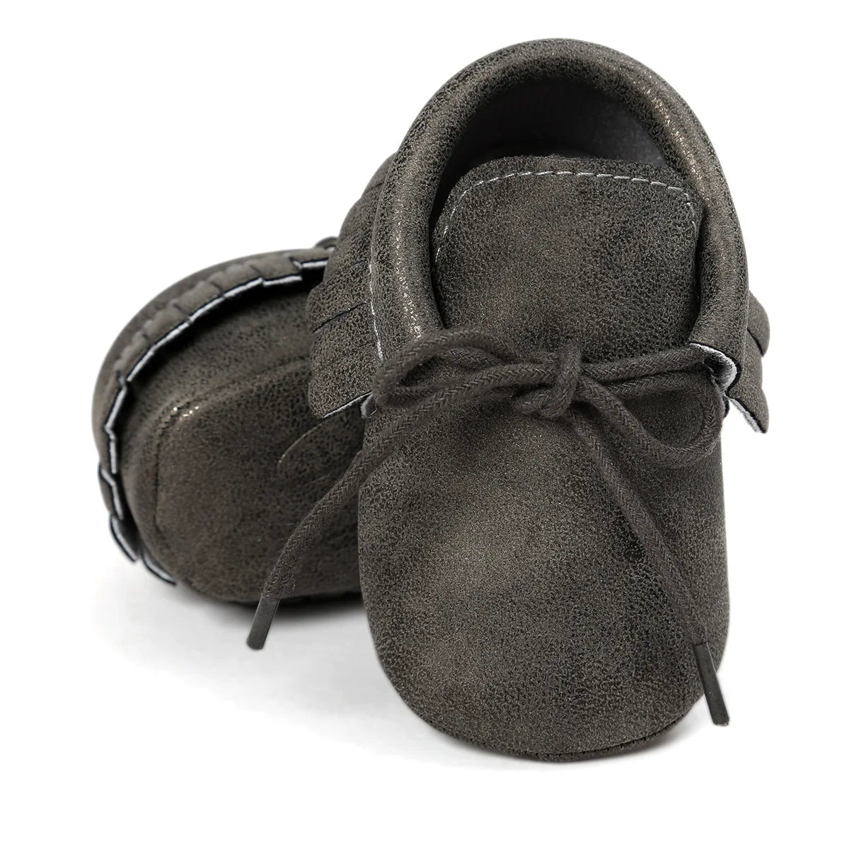 Zapatos para bebé recién nacido, niño y niña, clásicos, con cordones, borlas, gamuza, suaves, antideslizantes, para cuna, mocasines