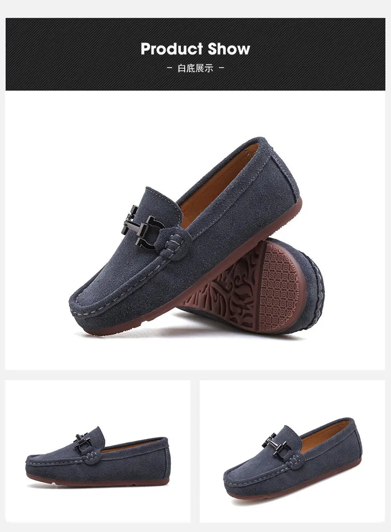 Zapatos casuales de otoño e invierno para niños, mocasines sin cordones para adolescentes