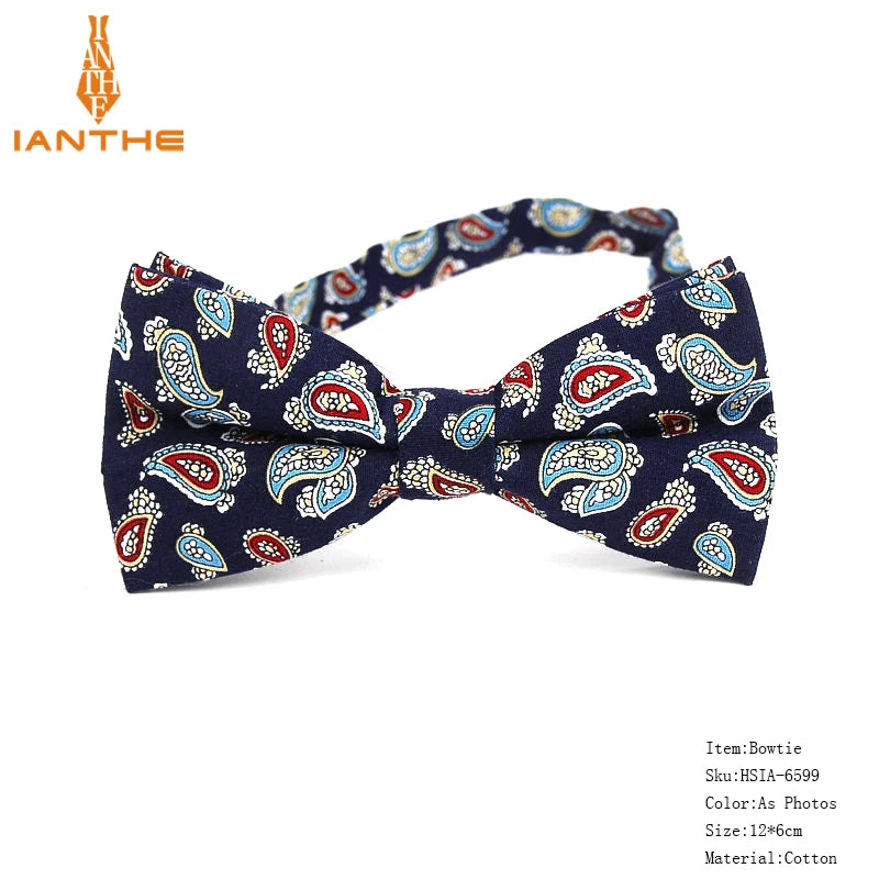 New Style Bowtie Men Tuxedo Cotton Designer Colorful Butterfly Flower Rose Paisley Bowties Wedding Party Casual Cravat Bow Tie