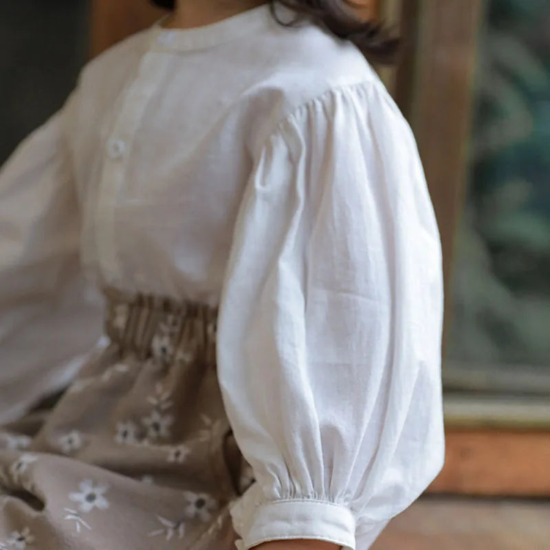 Blusa de manga farol para niña, informal, Blusa transpirable de manga larga para niña