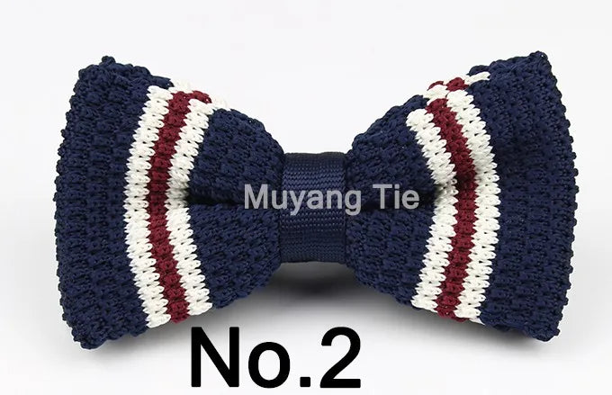 New Style Men Women Knit Bowtie Adjustable Butterfly Double Deck Neckwear Bowties Designer Knitting Dress Knitted Bow Tie