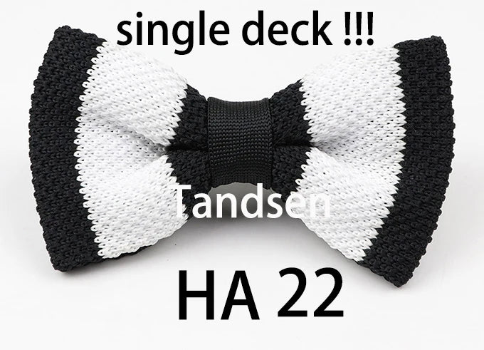 New Style Men Women Knit Bowtie Adjustable Butterfly Double Deck Neckwear Bowties Designer Knitting Dress Knitted Bow Tie