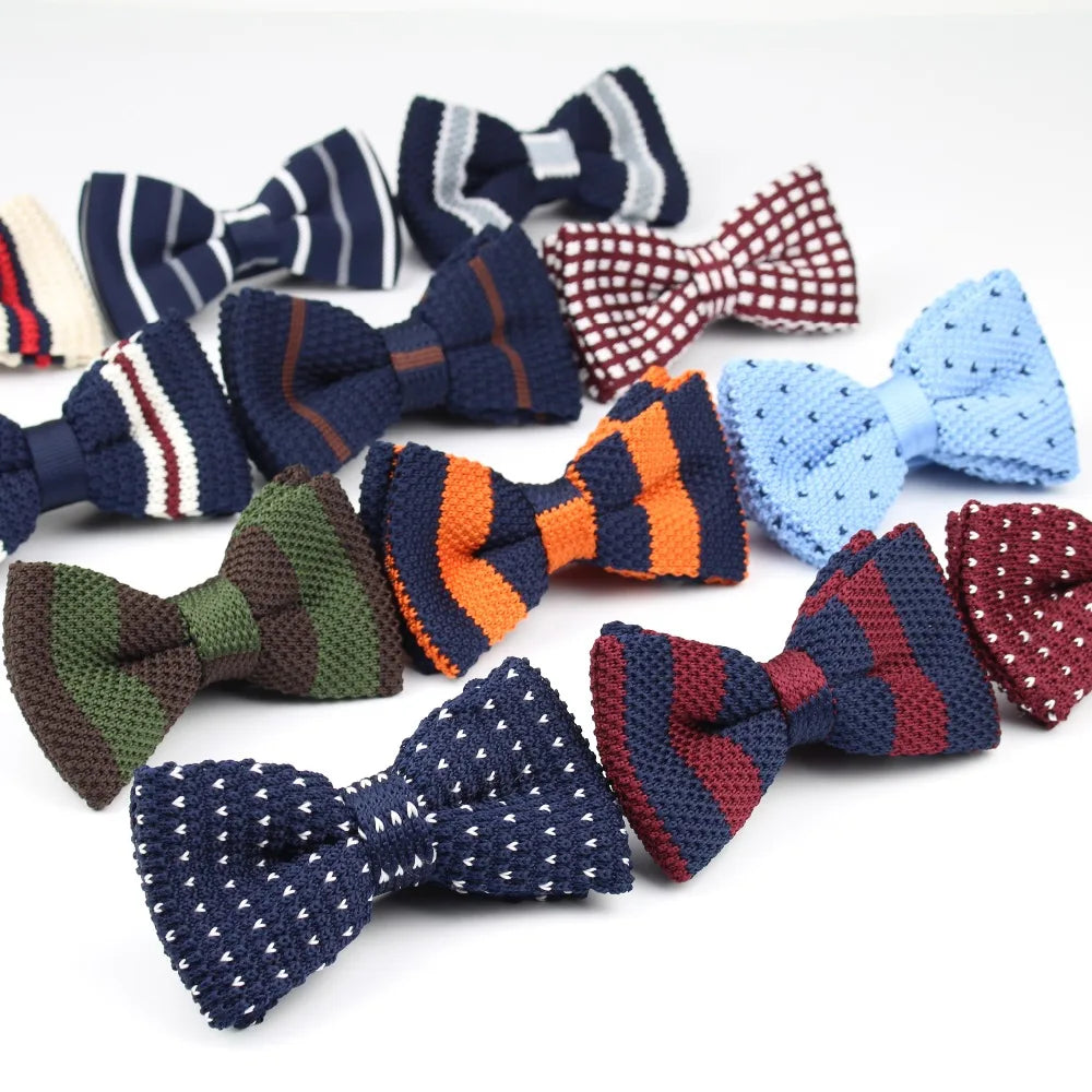 New Style Men Women Knit Bowtie Adjustable Butterfly Double Deck Neckwear Bowties Designer Knitting Dress Knitted Bow Tie