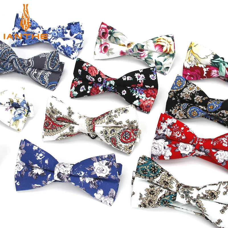 New Style Bowtie Men Tuxedo Cotton Designer Colorful Butterfly Flower Rose Paisley Bowties Wedding Party Casual Cravat Bow Tie