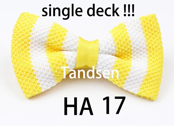 New Style Men Women Knit Bowtie Adjustable Butterfly Double Deck Neckwear Bowties Designer Knitting Dress Knitted Bow Tie