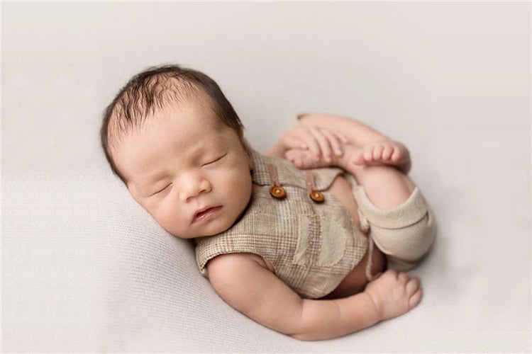 Increíble conjunto de fotografía para bebés recién nacidos, chaleco a cuadros, pantalones, ropa de caballero para bebés